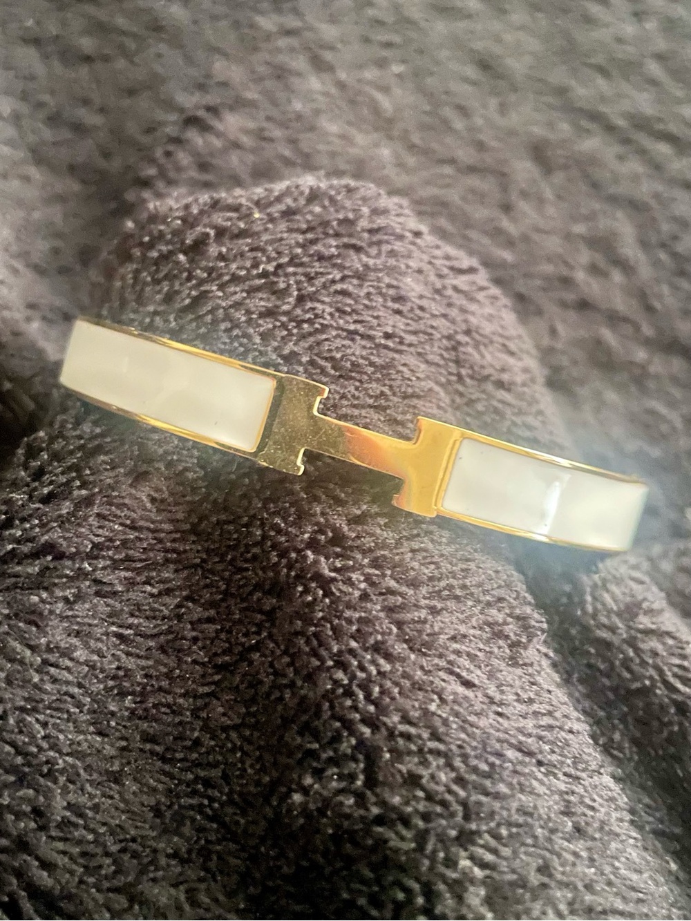 gold and white enamel bracelet bangle